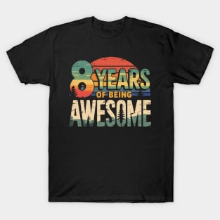 8th Birthday For Boys 8yr 8 Year Old Dinosaur T-Rex T-Shirt